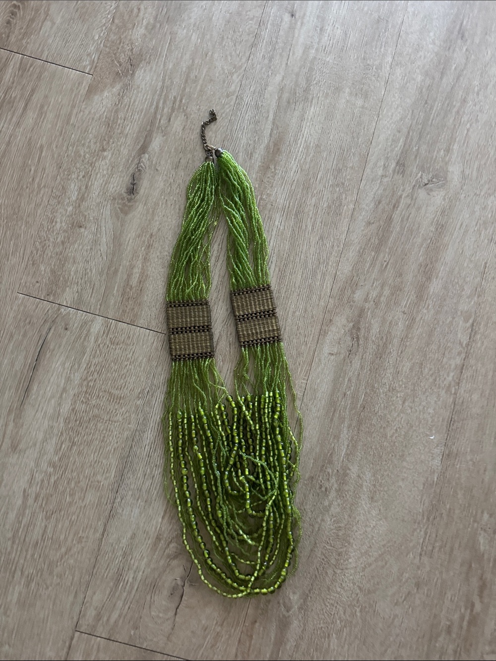 Beaded Multi-Strand Green Statement Necklace
